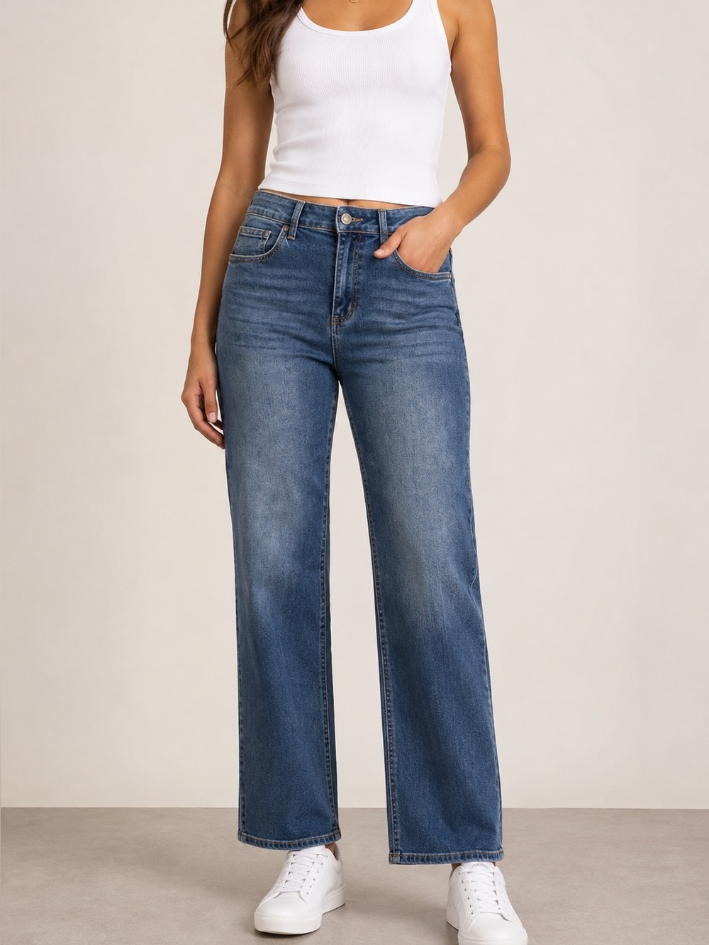 Crest Straight-Leg Jeans in Medium Blue Wash woman’s stretch denim size 11